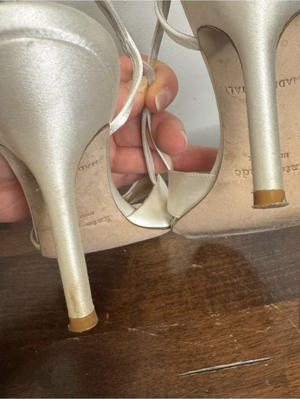 Kate Spade Mattie Satin Bow Slingback Heels Ivory/Cream 8B